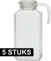 5x Glazen schenkkan met handvat 1,7 L - Schenkkannen/waterkannen/sapkannen/limonadekannen 5 stuks