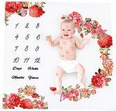 Baby mijlpaaldoek - mijlpaaldeken - milestone - Rode bloemen
