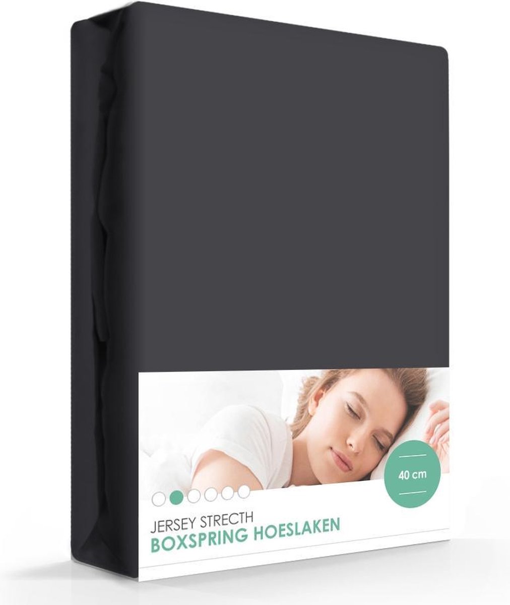 Boxspring - Waterbed - Jersey Stretch Hoeslaken Extra Hoog Antraciet-200 x 200/220 cm