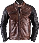 HELSTONS CRUISER RAG CAMEL BLACK LEATHER MOTORCYCLE JACKET S - Maat - Jas