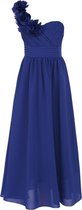 Feestjurk KIDS lang one shoulder Blauw