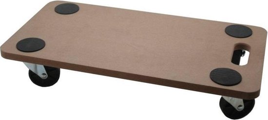 Verhuis trolley/hondje - meubelroller - met handvat - MDF - 200 kg - 58 x 30 cm - Benson