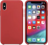 Luxe siliconen hoesje - rood - voor Apple iPhone X en iPhone XS - suède binnenkant