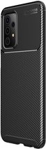 Samsung Galaxy A72 Hoesje Siliconen Carbon TPU Back Cover Zwart