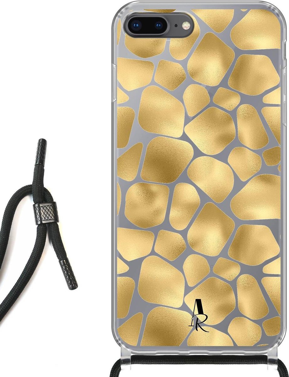 iPhone 7 Plus hoesje met koord - Giraffeprint Goud