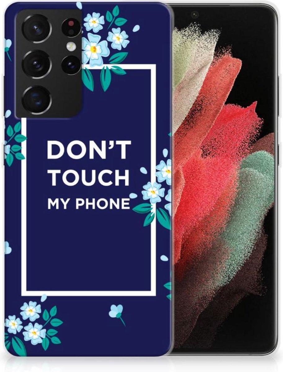 Samsung Galaxy S21 Ultra Silicone-hoesje Flowers Blue DTMP