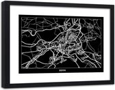 Foto in frame , Plattegrond Brno , 120x80cm , Zwart wit , wanddecoratie