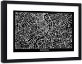 Foto in frame , Plattegrond Shanghai , 120x80cm , Zwart wit , wanddecoratie