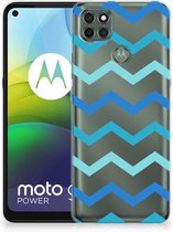 Telefoon Hoesje Motorola Moto G9 Power Siliconen Back Cover Zigzag Blauw