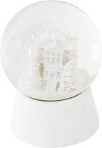 Clayre & Eef Sneeuwbol Huisje Ø 5*6 cm Wit Kunststof, Glas Rond Snowglobe