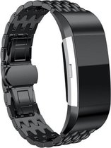 Stalen Smartwatch bandje - Geschikt voor  Fitbit Charge 3 stalen draak band - zwart - Horlogeband / Polsband / Armband