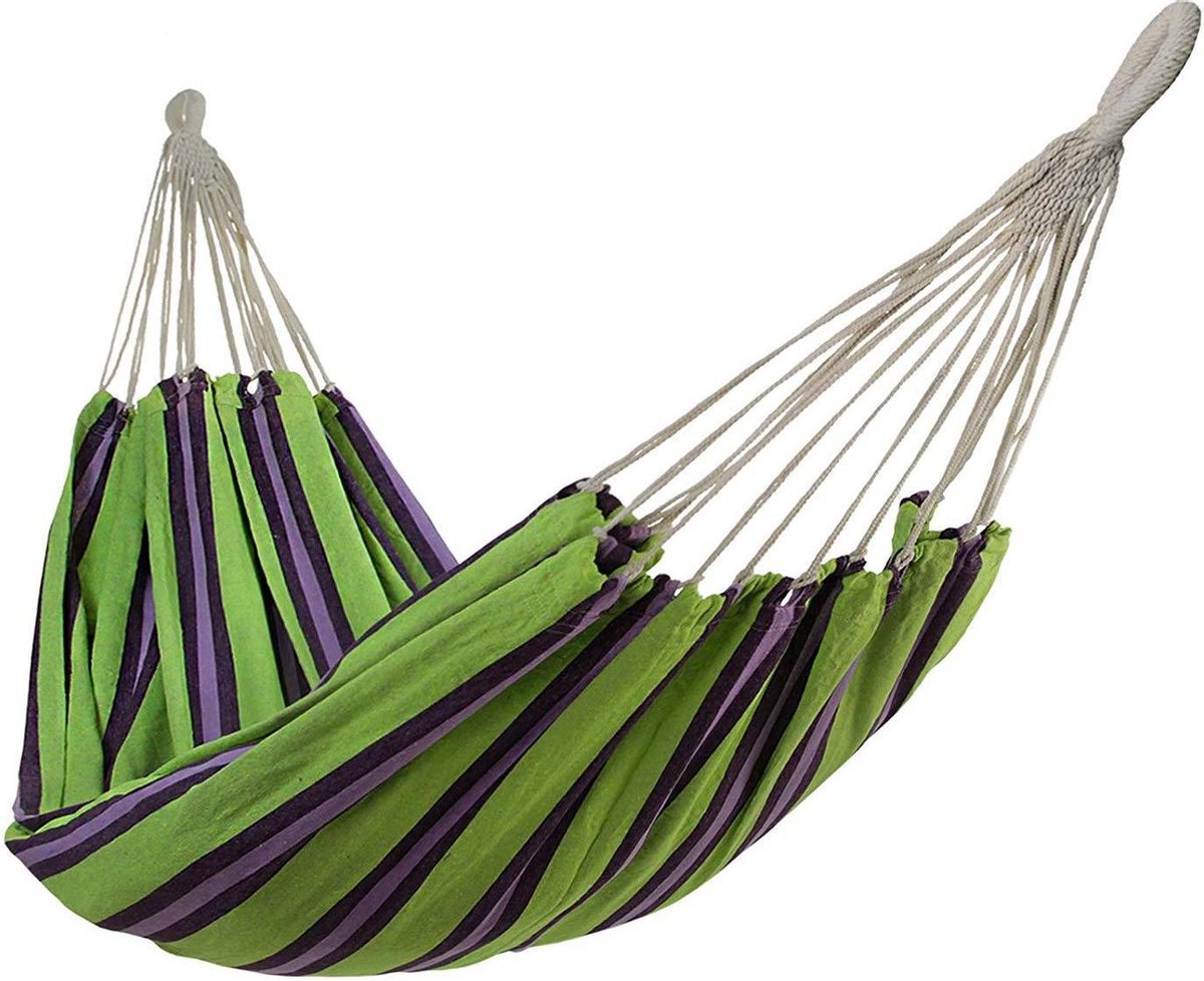4gardenz® Polykatoen Hangmat Groen - 200x150cm -Totale lengte 320cm