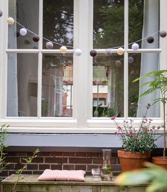 Cotton Ball Lights buiten feestverlichting bruin 20 ballen Marron