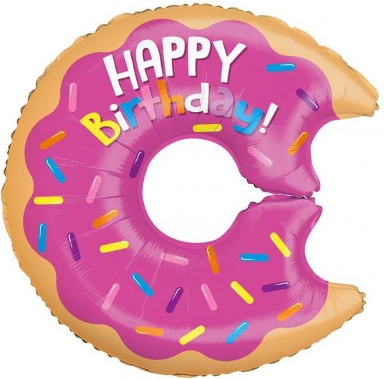 Globos Folieballon Happy Birthday Donut 70 Cm Roze