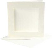 Passepartout Kaarten, afmeting kaart 12,5x12,5 cm, afmeting envelop 13,5x13,5 cm, off-white, vierkant, 10sets, gatgrootte 8,5x8,5 cm
