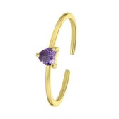 Lucardi Dames Goldplated ring Love month stone hart - Ring - Cadeau - Echt Zilver - Goudkleurig