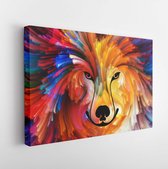 Dog Paint series. Background design of colorful dog portrait on the subject of art, imagination and creativity  - Modern Art Canvas  - Horizontal - 725163712 - 80*60 Horizontal