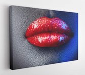 Amazing red lips on blue background  - Modern Art Canvas  - Horizontal - 186848042 - 50*40 Horizontal