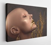A hairless woman with gold make up  - Modern Art Canvas - Horizontal - 1710337879 - 80*60 Horizontal