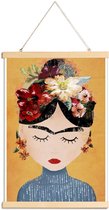 JUNIQE - Posterhanger Frida Kahlo illustratie -40x60 /Oranje & Rood