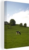 Vache solitaire paissant dans la prairie 60x90 cm - Tirage photo sur toile peinture (Décoration murale salon / chambre) / Animaux de la ferme Peintures sur toile