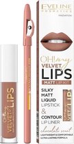 Eveline - Oh My Lips Liquid Matt Lipstick&Contour Lip Liner Matte And Contour 4.5Ml+1Pc. 14 Choco Truffle