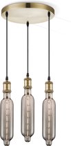 Home Sweet Home hanglamp brons vintage rond Tube - hanglamp inclusief 3 LED filament lamp G78 - dimbaar - pendel lengte 100 cm - inclusief E27 LED lamp - rook