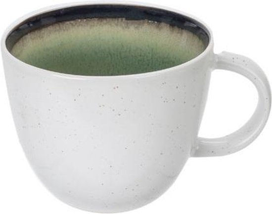 com-four® 6x Keramische Koffiemokken 350 ml, bekers voor warme en koude dranken, modern ontwerp met gekleurde oren