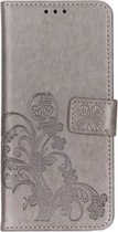 Klavertje Bloemen Booktype Sony Xperia XZ3 hoesje - Grijs