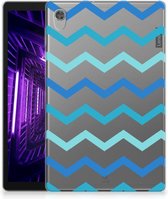 Leuk Siliconen Hoes Lenovo Tab M10 HD (2de generatie) Cover Zigzag Blauw met doorzichte zijkanten