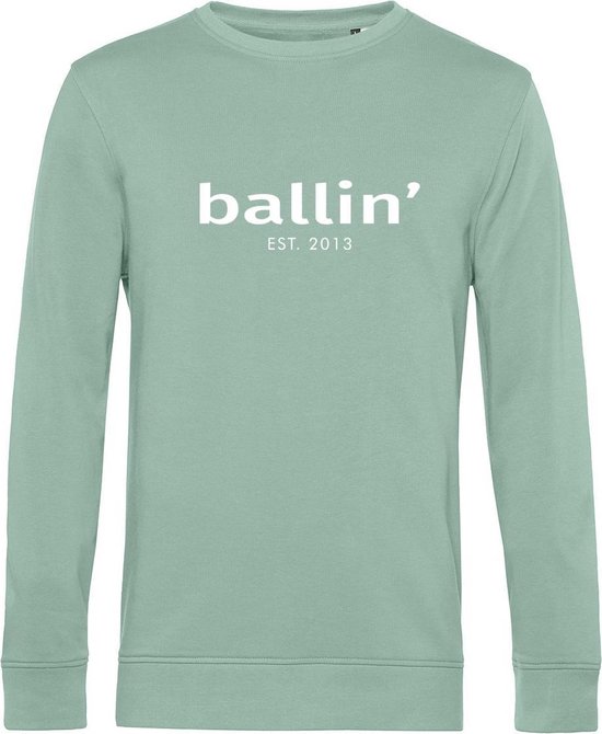 Heren Sweaters met Ballin Est. 2013 Basic Sweater Print - Groen - Maat XS