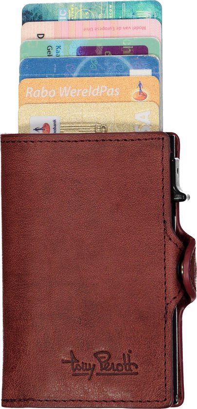 Tony Perotti pasjes RFID portemonnee (6 pasjes) met papiergeldvak - bordeaux vintage leer - Maat: One size