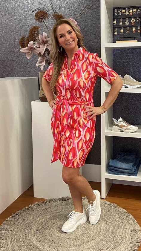 Dames jurk - print - rood - kniehoogte - K-design | bol.com
