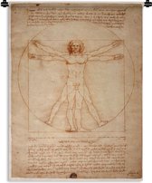 Wandkleed Da Vinci - Vitruviusman - Leonardo da Vinci Wandkleed katoen 150x200 cm - Wandtapijt met foto