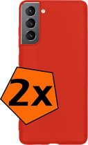 Samsung S21 Plus Hoesje Siliconen - Samsung Galaxy S21 Plus Hoesje Case - Samsung S21 Plus Cover Rood - 2x