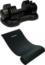 Tunturi - Fitness Set - Verstelbare Dumbbellset 12,5 kg - Fitnessmat 160 x 60 x 0,7 cm