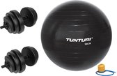 Tunturi - Fitness Set - Vinyl Halterset 28 kg  - Gymball Zwart 90 cm