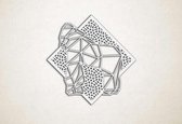 Line Art - Aap 2 met achtergrond - XS - 25x25cm - Wit - geometrische wanddecoratie