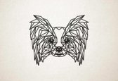 Line Art - Hond - Papillon - M - 60x71cm - Zwart - geometrische wanddecoratie