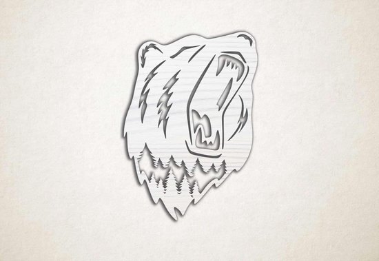 Décoration murale - Ours qui grogne - S - 60x44cm - AshwoodWhite - décoration murale - Line Art