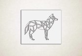 Line Art - Wolf vierkant 7 - XS - 25x30cm - Wit - geometrische wanddecoratie