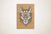 Line Art - Wolf vierkant 3 - XS - 30x21cm - Eiken - geometrische wanddecoratie