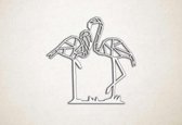 Wanddecoratie - Stel Flamingo's - M - 60x63cm - Wit - muurdecoratie - Line Art