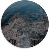 Dibond Wandcirkel - Trap naar Strand en Zee - 60x60cm Foto op Aluminium Wandcirkel (met ophangsysteem)