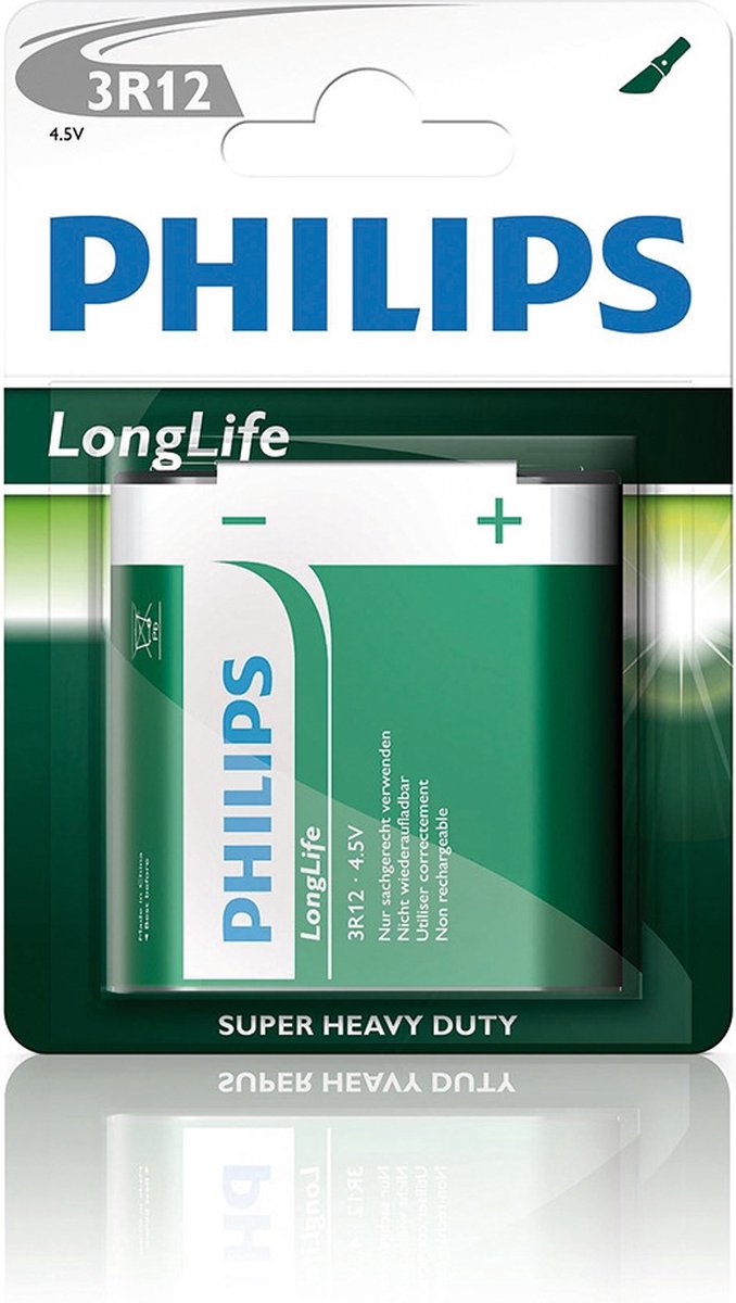 Philips 3R12L1B Zink Koolstof LongLife Batterij 4,5V