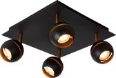 Lucide BINARI - Plafondspot - LED - 4x4,8W 2700K - Zwart