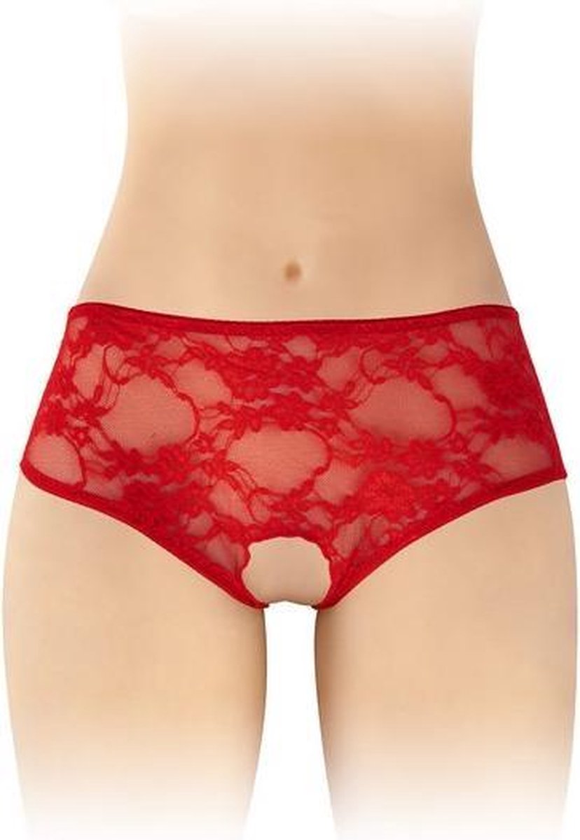 Fashion Secret Amanda - Erotische Slip met Open Kruis - Rood - One Size