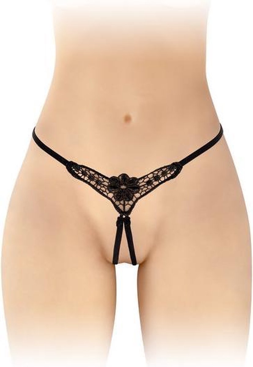 Fashion Secret Danuta - Erotische String met Open Kruis - Zwart - One Size