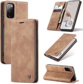 CASEME Samsung Galaxy S20 FE Retro Wallet Case - Portemonnee Hoesje - Bruin