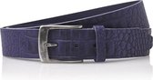 Timbelt - Herenriem - Croco - 4 CM - 100% Leder - Modelnummer 40628 - Blauw